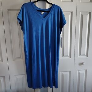 Carlson V-Neck T-Shirt Dress Blue Marmara L
